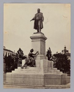 Milan. Antonio Tantardini (1829-1879) and Odoardo Tabacchi (1831-1905), monument to Camillo Benso, Count of Cavour, Italian politician and entrepreneur by Francis Frith