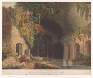 Two Draftsmen at the Nymphaeum of Egeria in the Caffarella Park near Rome by Francis Jukes