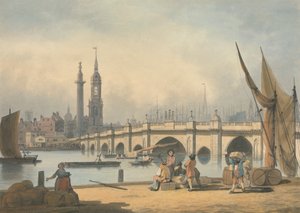 London Bridge and The Monument by Francis Nicholson