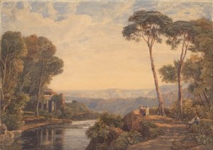 Landscape with a Temple and Figures by a River by Francis Oliver Finch