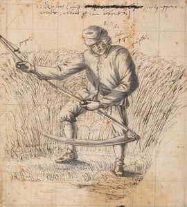A Study for the Pilkington Crest, a mower with a scythe by Francis Place