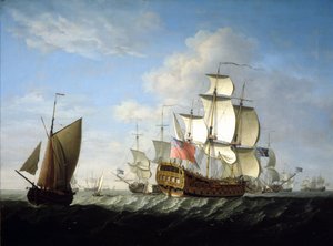 A British squadron of the Royal Navy at sea by Francis Swaine