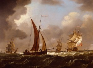 British Men of War and Fishing Boats in a Stiff Breeze