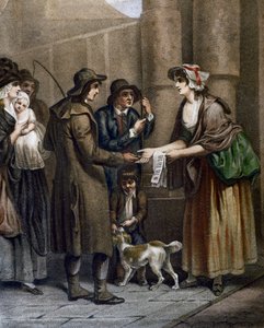 Seller of musical scores for new songs, engraving by Francis Wheatley from Cries in London, United Kingdom by Francis Wheatley