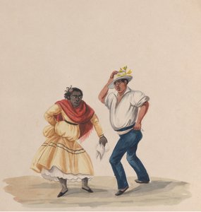 A Man and a Woman Dancing, from a Group of Drawings Depicting Peruvian Costume, 1848