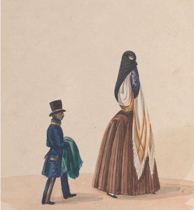 An Elegantly Dressed Woman and Her Page, ca. 1848
