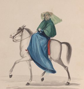 An Elegantly Dressed Woman on Horseback, from a Group of Drawings Depicting Peruvian..., ca. 1848
