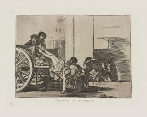 Cartloads to the Cemetery, Plate 64 from the Series The Disasters of War by Francisco de Goya