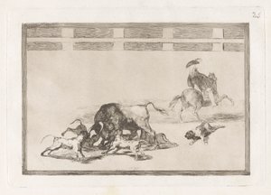 They Loose Dogs on the Bull, Plate 25 from La tauromaquia by Francisco de Goya
