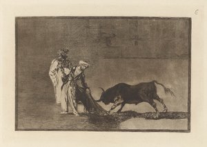 The Moors Make a Different Play in the Ring Calling the Bull with their Burnous (Plate 6 from La tauromaquia) by Francisco de Goya