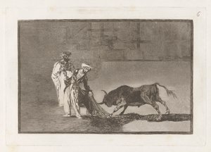 The Moors Make a Different Play in the Ring Calling the Bull with Their Burnous by Francisco de Goya