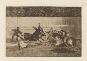Death of Pepe Illo, 2nd Composition, Plate E from La Tauromaquia (third edition)