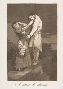 Plate 12 from Los Caprichos: Out Hunting for Teeth