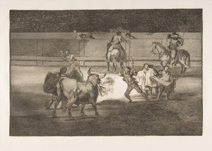 Plate 31 of the Tauromaquia: Banderillas with Firecrackers