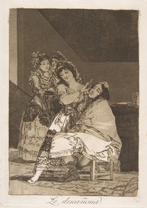 Plate 35 from Los Caprichos: She Fleeces Him