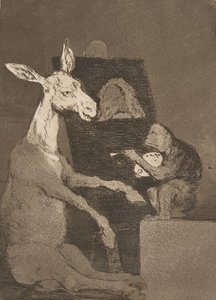 Plate 41 from Los Caprichos: Neither More Nor Less (Ni mas ni menos), 1799 by Francisco de Goya