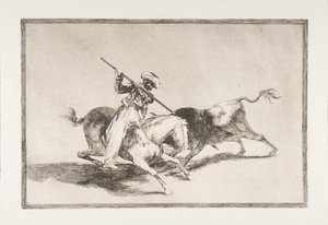 The Spirited Moor Gazul is the First to Spear Bulls (Plate 5 from The Tauromaquia)