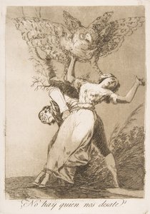 Plate 75 from Los Caprichos: Is there no one to untie us by Francisco de Goya