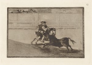 A Spanish Mounted Knight in the Ring Breaking Short Spears Without the Help of Assistants, Plate 13 from La Tauromaquia