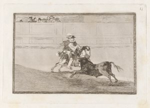 A Spanish Mounted Knight in the Ring Breaking Short Spears Without the Help of Assistants, Plate 13 from La tauromaquia