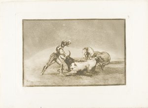 A Spanish Knight Kills the Bull After Having Lost His Horse, plate nine from The Art of Bullfighting