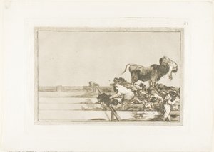 Dreadful events in the front rows of the ring at Madrid, and death of the mayor of Torrejón, plate 21 from The Art of Bullfighting by Francisco Jose de Goya y Lucientes