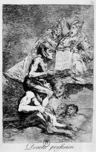 Profession of faith, witchcraft scene with elves by Goya, late 18th century