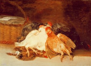 Still Life with dead chickens and a wicker basket by Francisco de Goya