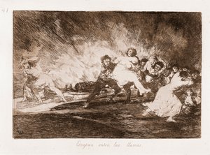 The Disasters of War: They Escape Through the Flames (etching from drawing)