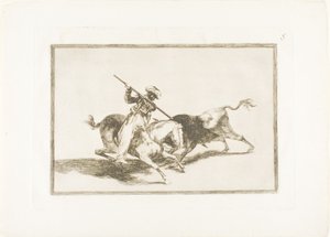 The Spirited Moor Gazul is the First to Spear Bulls According to Rules, plate five from The Art of Bullfighting