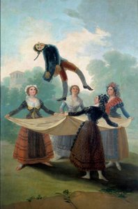 The Puppet. Young girls throwing up a rag doll with a sheet by Francisco de Goya