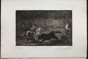 Bullfights: A Spanish Mounted Knight Breaking Short Spears with the Help of Assistants