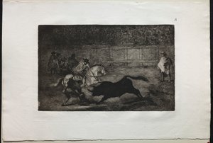 Bullfights: A Spanish Mounted Knight Breaking Short Spears with the Help of Assistants