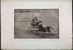Bullfights: A Spanish Mounted Knight in the Ring Breaking Short Spears Without the Help
