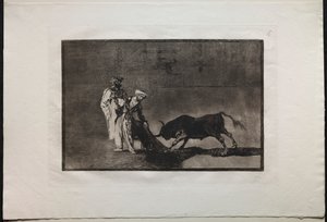 Bullfights: The Moors Make a Different Play in the Ring Calling the Bull with the Burnous by Francisco de Goya