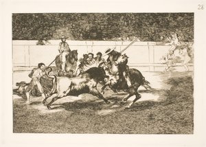The Powerful Rendon Gores a Bull with the Lance, the Outcome that Caused His Death in the Arena in Madrid