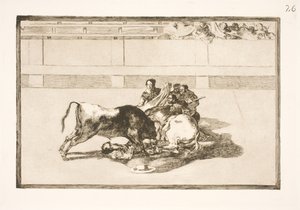 A Picador Thrown from His Horse and Falling Under the Bull