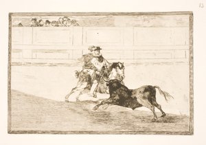 A Spanish Rider in the Arena Breaking Small Spears Without Assistance from the Seconds
