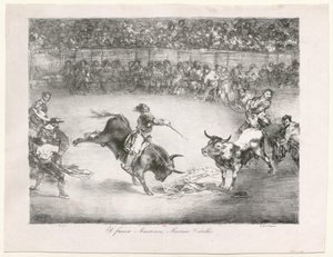 [The Bulls of Bordeaux: The Famous American Mariano Ceballos] by Francisco de Goya
