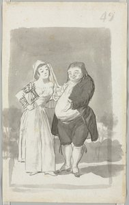 Prostitute Soliciting a Fat, Ugly Man (recto) by Francisco de Goya