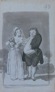 Prostitute Soliciting a Fat, Ugly Man, 1796-97 by Francisco de Goya