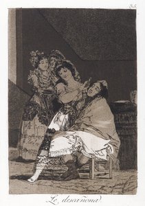 She Fleeces Him (Le descanona), plate 35 of Los Caprichos