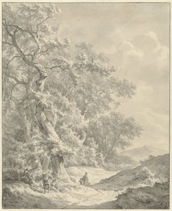 Landscape with Walkers on a Path Along the Forest
