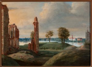 Lithuanian Biržai with the Ruins of Radziwiłł Castle by Franciszek Smuglewicz