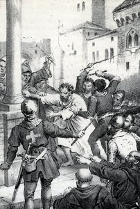 Penance of Raymond VI, count of Toulouse - Raymond VI Comte de Toulouse, excommunicated by Pope Innocent III for not pursuing the Cathars, accused of being the instigator of the assassination of Pierre de Castelnau, made hon