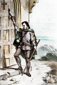 The young Jerome Savonarole knocking at the door of the Dominican convent of Santo Domenico in Bologna in 1475 by Franco Mistrali