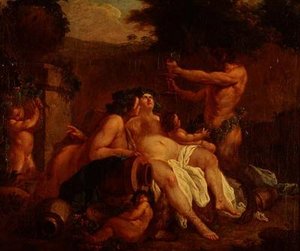 Bacchus Merrymaking by a Stone Urn in a Dell by Francois (circle of) Boucher