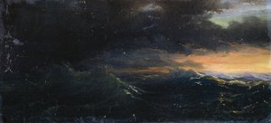 Sunset on stormy sea