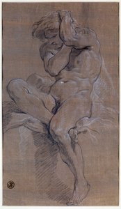 Academy of a Seated Nude Man by François Boucher
