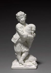 Figure of the Bagpiper, manufactured by Vincennes Factory, modelled by Pierre Blondeau, 1748-1752 by François Boucher